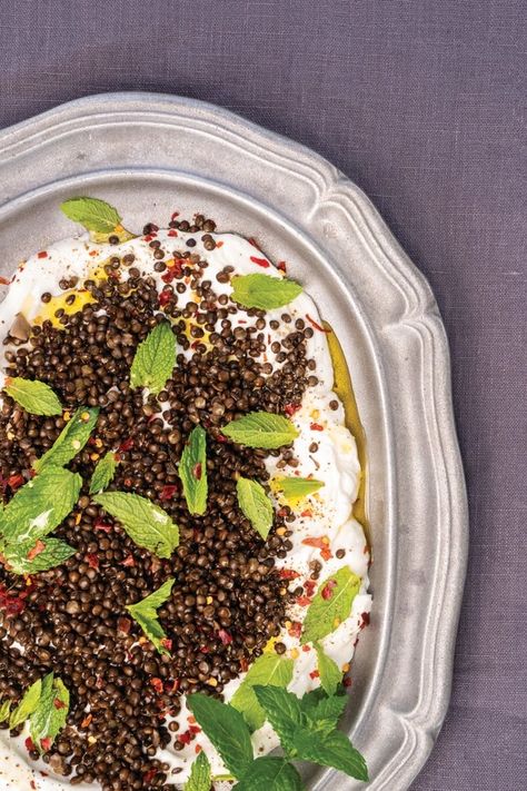 Black “Caviar” Lentils Tumbled Over Creamy Yogurt with Mint - alive magazine Caviar Lentils Recipe, Black Caviar Lentil Recipes, Black Lentils Recipe, Black Lentils, Creamy Yogurt, Eating Better, Fresh Oregano, Lentil Recipes, Food Around The World