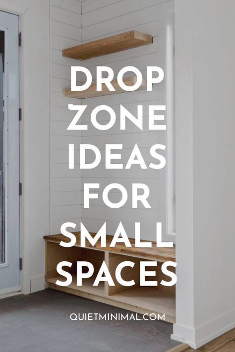 That way, you’ll get the storage Mudroom Small Entryway, Small Hall Storage, Front Entry Way Storage Ideas, Small Space Drop Zone Ideas, Back Entry Closet Ideas, Hall Organisation Ideas, Small Entryway Solutions, Small Laundry Room Drop Zone, Small Drop Zone Ideas Kitchen