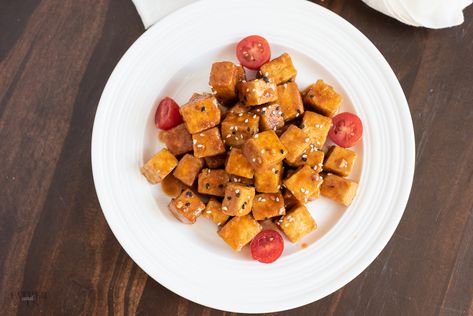 Sweet and Spicy Air Fryer Tofu - Father and Us Air Fryer Tofu, Easy Lunch, Game Day Food, Easy Lunches, Sweet And Spicy, The Thing, Healthy Dinner, Air Fryer, Game Day