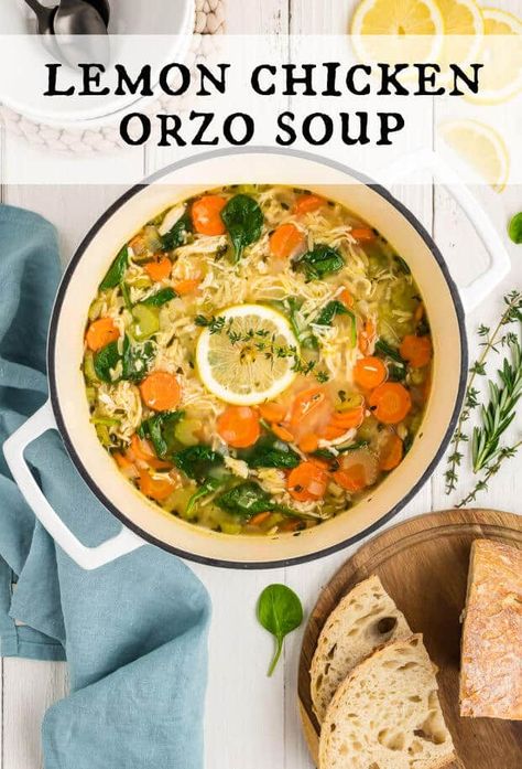 Lemon Orzo Soup Lemon Ginger Orzo Soup, Chicken Orzo Soup Recipes, Chicken Orzo Lemon Soup, Orzo Lemon Soup, Soup With Orzo Pasta, Healthy Lemon Orzo Soup, Lemon Chicken Orzo Soup Mediterranean Dish, Lemon Chicken Orzo Soup Damn Delicious, Panera French Onion Soup