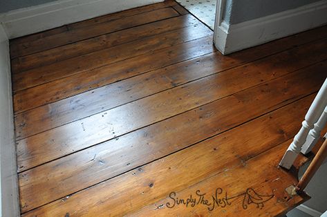 Flooring Hacks, Original Floorboards, Stairs Painted, Victorian Flooring, Pine Floorboards, Victorian Stairs, Wooden Plank Flooring, Black Wood Floors, Osmo Oil