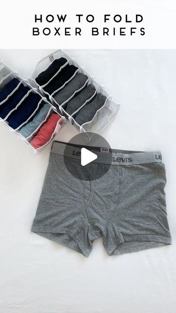 The Organization Station on Instagram: "How to fold boxer briefs! #theorganizationstation #howtofold #homeorganization #closetorganization" How To Fold Boxers To Save Space, How To Fold Basketball Shorts, Fold Mens Boxer Briefs, How To Fold Mens Briefs, Folding Boxers Shorts, How To Fold Mens Boxer Briefs, Folding Mens Boxer Briefs, How To Fold Mens Boxers, Boxer Folding