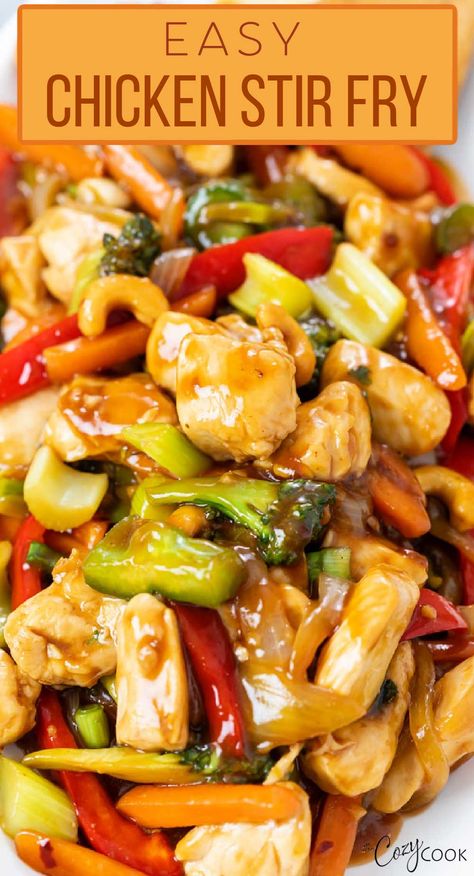 chicken stir fry with chicken and vegetables and a brown sauce Chicken And Bell Pepper Recipes Stir Fry, Chicken Stir Fry With Peppers, Chic Stir Fry, Chinese Chicken And Vegetables, Best Chicken Stir Fry Recipe, Chicken Stir Fry With Vegetables, Chicken Stir Fry Recipes, Light Meals For Dinner, Easy Chicken Stir Fry Recipe