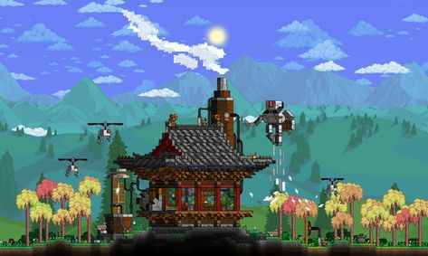 Home / X Steampunk Workshop, Terraria House Design, Terrarium Workshop, Minecraft Drawings, Minecraft Inspo, Rainbow Room, Minecraft Architecture, Terraria, Terrarium