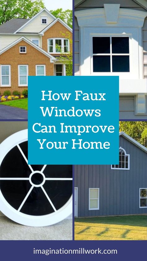 Uneven Windows Exterior, Fake Window Exterior House, False Window Exterior, Decorative Gables On House Exterior, Fake Windows Exterior, Fake Exterior Window, Faux Window Exterior, Fake Window Ideas Exterior, Fake Window Ideas