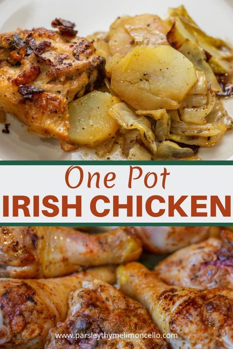 One Pot Irish Chicken, Paleo Irish Recipes, Irish Chicken Recipes St Patrick, St Pattys Day Food Ideas Irish Recipes, Easy Irish Food, Irish Entrees, Irish Meals St Patricks Day Food Dinner, Irish Pot Roast, Irish Chicken Recipes