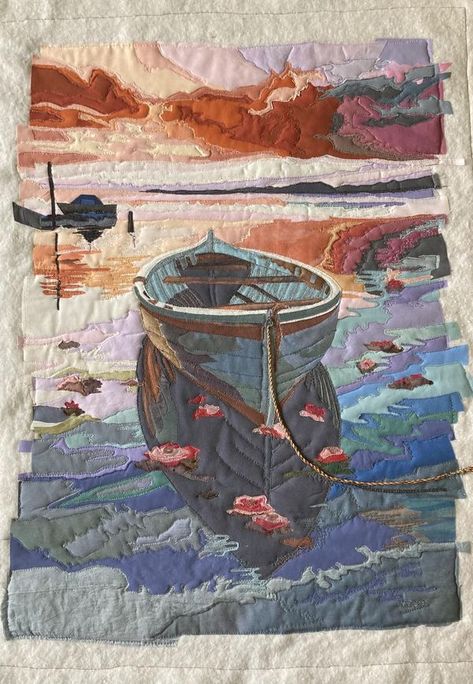 Seascape Quilts, Collage Quilts, Landscape Quilt, Easy Quilt Patterns, Quilting For Beginners, Quilted Wall Hangings, Easy Quilts, Quilt Patterns Free, Sewing For Beginners