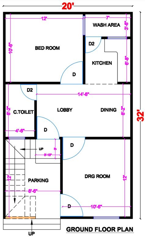 20x32 House Plans, 20×35 House Plan, 20×30 House Plan, 20x30 House Plans, Concrete Formwork, Engineering Notes, 2bhk House Plan, Little House Plans, Affordable House Plans