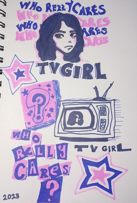 Tv Girl Art Ideas, Tv Girl Painting Ideas, Tv Girl Pixel Art, Tv Girl Sketch, Tv Girl Drawing Ideas, Loving Machine Tv Girl, Tv Girl Sticker, Tv Girl Fanart, Song About Me Tv Girl