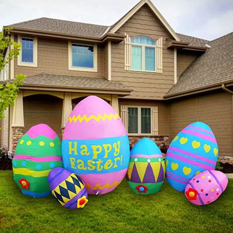 Easter Inflatables, Giant Easter Eggs, Happy Easter Messages, Easter Porch Decor, Easter Crafts For Adults, Happy Easter Sign, Lawn Decorations, Easter Bunny Eggs, Inflatable Decorations