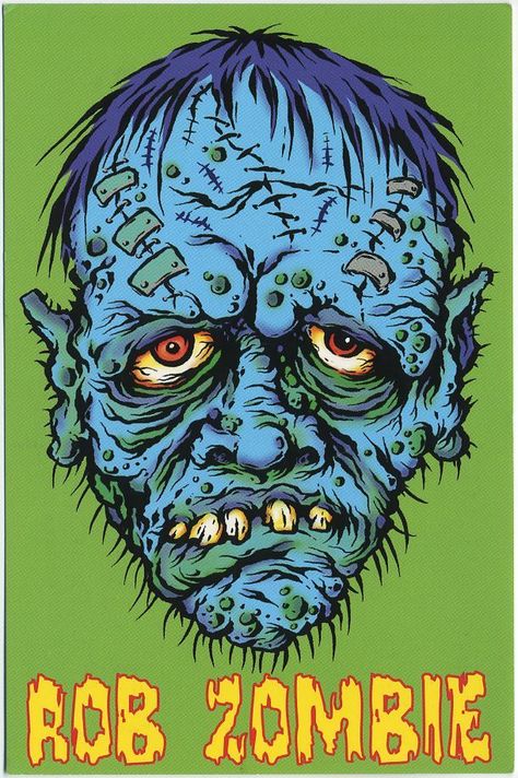 Rob Zombie Art, Zombie Style, Zombie Drawings, White Zombie, Heavy Metal Art, Zombie Art, Retro Horror, Cartoon Monsters, Rob Zombie