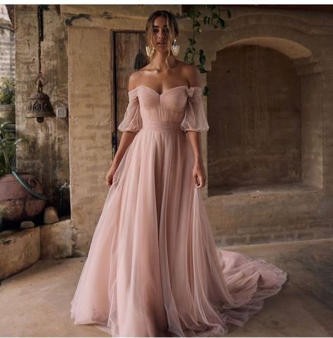 7c4ede33a62160a19586f6e26eaefacfdesc48560811ri Tulle Prom Dress A Line, Pink Tulle Prom Dress, Prom Dresses Boho, Colored Wedding Dress, Martina Liana, Pink Wedding Dress, Pink Wedding Dresses, Evening Dresses With Sleeves, Pink Prom