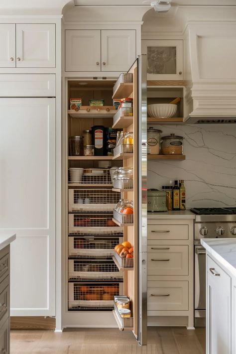 17 Clever Tiny House Kitchen Storage Ideas For Small Spaces Small Kitchen Ideas Pantry, Tiny Living Storage Ideas, Vertical Kitchen Storage Ideas, Small House Organization Space Saving, Cabinet Storage Ideas Kitchen, Small Square Kitchen Ideas, Tiny Kitchen Organization, Greek Apartment, Tiny House Kitchen Storage