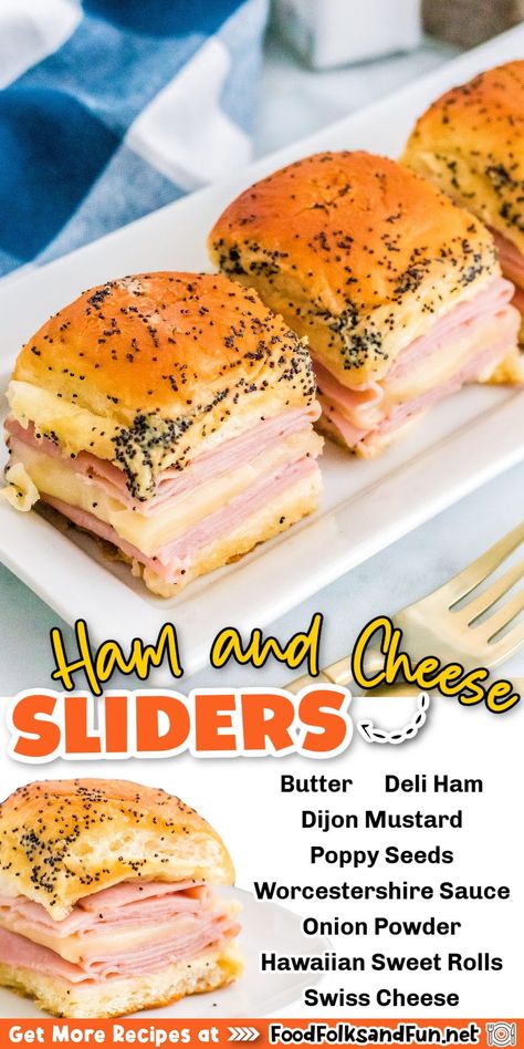 Garlic Ham And Cheese Sliders, Spiral Ham Sliders On Hawaiian Rolls, Little Hammies Sandwiches, Oven Ham And Cheese Sandwiches, Ham And Cheese Slider, Ham And Swiss Sliders, Easy Slider, Ham Sliders, Ham And Cheese Sliders