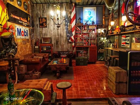 Biker Club House, Best Man Caves, Vintage Man Cave, Man Cave Bar Decor, Bar Shed, Cabin Living Room, Ultimate Man Cave, Cool Garages, Man Cave Room