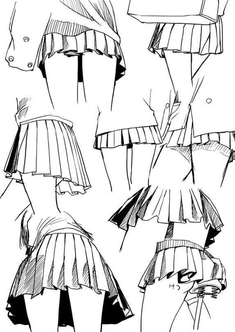 Skirts Sketches, Sketch Skirt, Manga Tutorial, Manga Clothes, Anime Tutorial, Drawing Examples, Drawing Studies, 캐릭터 드로잉, Poses References