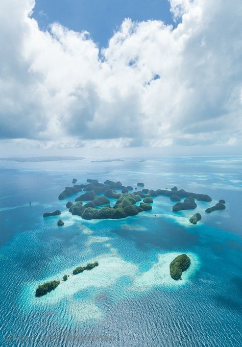 Palau Islands, Micronesia... Island Kingdom, Destination Voyage, Beautiful Sea, Paradise Island, Palau, Places Around The World, Most Beautiful Places, Aerial View, Blue Water