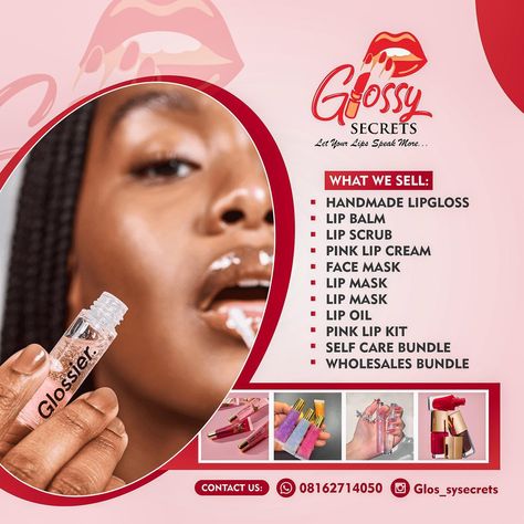 Glossy Secrets Flyer design 👄💄✨✅….. . . . Need a creative branding or visuals that will attract your target audience ? Send a DM Now to get started #flyer #flyerdesign #flier #cakedesign #design #graphicsdesigner #lipgloss #lips #lipart #creative #speedprocess #flyerdesign #flyer #brandidentity #bts #creativeprocess #socialmediamarketing #visualidentity #creativeads Blue Lip Gloss, Free Menu Templates, Fireworks Photography, Design Hacks, Lipgloss Lips, Blue Lips, Food Menu Design, Flyer Design Inspiration, Graphic Design Business