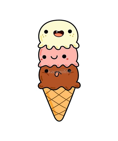 "Kawaii Triple Scoop Ice Cream Cone" by kawaiilife | Redbubble 3 Scoop Ice Cream Cone Drawing, Kawaii Ice Cream, Draw So Cute Food, Cute Ice Cream Drawing, Cartoon Ice Cream Cone, Ice Cream Cone Drawing, Ice Cream Cartoon, Cute Food Drawings, Drawing Templates