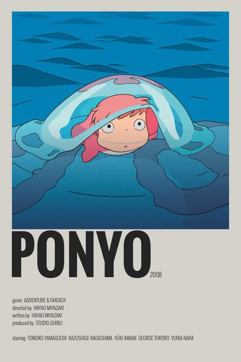 Ponyo Aesthetic Poster, Ponyo Anime Poster, Ponyo Minimalist Poster, Alternative Minimalist Album Covers Studio Ghibli, Ponyo Movie Poster, Ponyo Posters, Anime Posters Minimalist, Ponyo Anime, Ghibli Ponyo