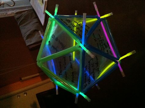 Homemade neon element ball, Sisters chemistry project! Straws, hot glue, clear plastic sheet protectors, black marker, and some glow sticks! Can't wait to see the grade we get! Element Project Ideas, Neon Science, Neon Element, Atom Project, Chemistry Project, Neon Crafts, Element Project, Chemistry Projects, Homemade Things