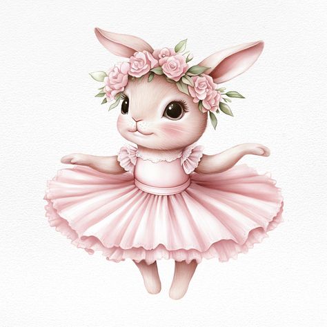 Watercolor Ballerina, Rabbit Png, Bunny Clipart, Art Ballet, Baby Dress, Halloween Shopping, Seamless Patterns, Nursery Decor, Art Images