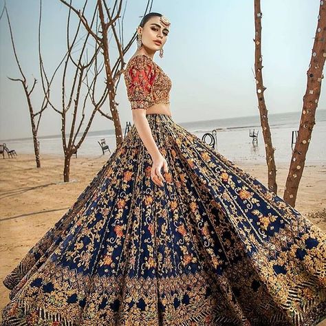 Shree Designer Saree on Instagram: “Jaw Dropping Designs !! 😍 Pure Bridal Collection For All The Queens In Town | Handmade Designs From India | Shop Now ✨ Call / Whatsapp :…” Blue Bridal Lehenga, Royal Blue Lehenga, Pakistani Bridal Lehenga, Pakistani Lehenga, Lehenga Dress, Bridal Lehenga Collection, Blue Lehenga, Bridal Outfit, Indian Bridal Dress