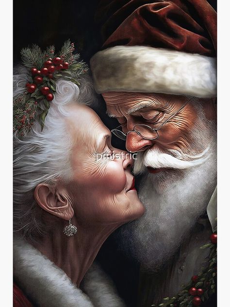 Santa Art, 2024 Ideas, Rosy Cheeks, Mrs Claus, Mr And Mrs, Greeting Card, Decoupage, Kiss, Greeting Cards