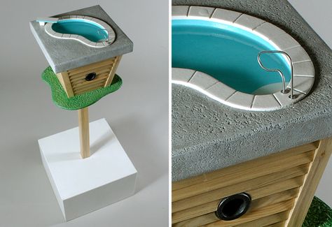 Bird Apartment with Pool #garden #intdesign Bird Apartment, Urban Style Design, Cool Bird Houses, Design Humor, Homemade Bird Houses, Straight Line Designs, Urban Gardens, Bees And Butterflies, Birdhouse Designs