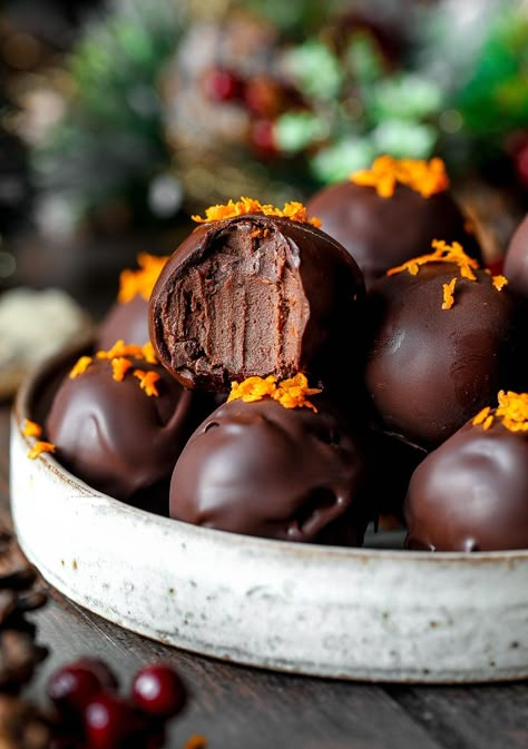 Vegan Orange Chocolate Truffles (GF) Chocolate Orange Truffles Recipe, Orange Truffles Recipe, Vegan Puddings, Cookie Pudding, Orange Truffles, Specialty Desserts, Pudding Ideas, Vegan Truffles, Healthy Dark Chocolate