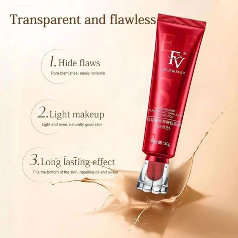 Dm for order D10 Mega Campaign is coming! Look at this great deal! Product Name: FV SK Forever Foundation Tube China Red Skin Liquid Real Diamon Waterproof Product Price: Rs.1,799 Discount Price: Rs.499 #foundation #makeup #viral #followforfollowback #online #shopping #women Bb Cream Makeup, China Country, Forever Foundation, Herbal Skin Care, Red Ginseng, Cream Makeup, Brighten Skin Tone, Cream Concealer, Best Foundation