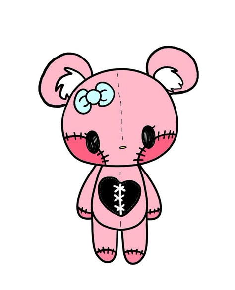 Cute Scary Drawings, Scary Cute Drawings, Cute Creepy Drawings, Voodoo Doll Drawing Easy, Creepy Cute Drawings, Creepy Cute Art Style, Creepy Doll Drawing, Voodoo Doll Drawing Cute, Cute Voodoo Doll Art