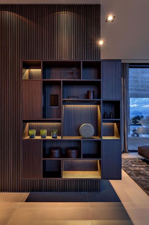 Luxury Cabinets Living Room, Modern Living Room Storage Ideas, Decorative Cabinets Living Room, Display Cabinet Design Modern, Display Units Living Room, Modern Bookcase Design, Storage In Living Room, Modern Storage Unit, Display Cabinet Design