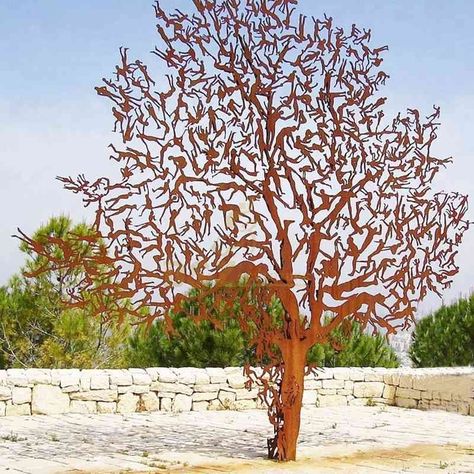 New design outdoor corten steel tree abstract modern sculpture Corten Steel Garden, Metal Tree Art, Boom Kunst, Painting Shower, Tree Artwork, Metal Tree Wall Art, Decoration Garden, Tree Wall Decor, Steel Sculpture