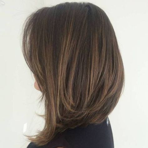 Long Brown A-Line Bob Long Layered Bob Hairstyles, Long Bob Cuts, Long Bob With Bangs, Line Bob Haircut, Long Bob Haircuts, Lob Hairstyle, Lob Haircut, Long Bob Hairstyles, Long Bob