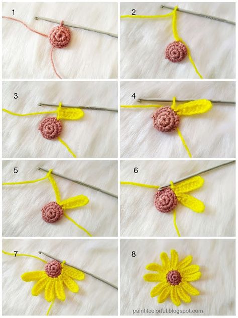 Crochet flower bookmark. - A little love everyday! Bookmark Flower Crochet, Crochet Bookmark Beginner, Flower Book Mark Crochet, Crochet Daisy Bookmark Pattern Free, Crocheted Flower Bookmarks, Crochet Flower Bookmark Tutorial, Crochet Flower Book Mark, Crochet Bookmarks Free Patterns Flower, Daisy Bookmark Crochet