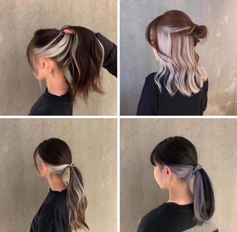 Undercolor Hair Ideas Brown, Undercut Colored Hair, Underhair Color, Rainbow Underneath Hair, Undercolor Hair, Blonde Peekaboo Highlights, Underdye Hair, Balyage Hair, Hair Dye Tips