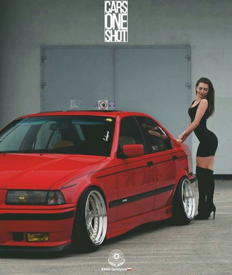 BMW E36 3 series red deep dish slammed stance Bmw E36 Stance, E36 Stance, Bmw E36 Drift, E36 Sedan, Bmw M3 Sedan, E36 Coupe, Carros Bmw, Bmw Black, Bmw Girl