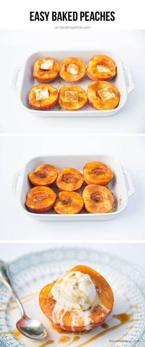 Homemade Peach Pie, Baked Peaches, Brown Sugar Butter, Diy Easy Recipes, Baked Peach, Dessert Aux Fruits, Peach Pie, Fruit Dishes, Peach Recipe