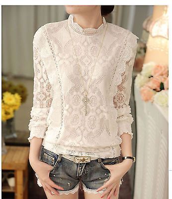 8c01a75941549a705cf7275e41b21f0ddesc43003366ri Casual Chiffon Blouse, Blouses Plus Size, Buy Blouse, Chiffon Shirts, Blouses Long Sleeve, Lace Blouses, Floral Lace Blouse, Women Blouses Fashion, Long Sleeve Fashion