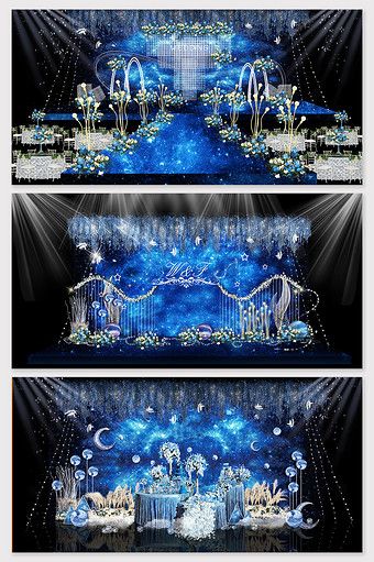 Beautiful starry sky wedding renderings#pikbest#decors-models Planet Wedding, Starry Wedding, Simple Wedding Veil, Sky Wedding, Photo Corner, Debut Ideas, Wedding Tools, Sweet 17, Beautiful Wedding Reception