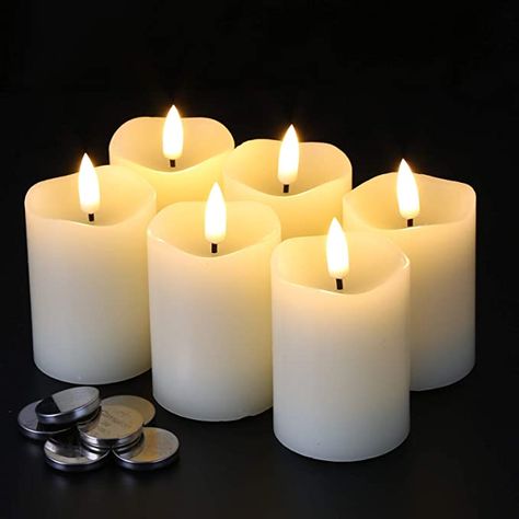 Eywamage Realistic LED Votive Candles with Timer Set of 6, Flickering Flameless Battery Small Pillar Candles 2" x 3" : Amazon.co.uk: Lighting Flameless Candles Wedding Centerpieces, Flameless Candle Set, Fake Candles, Candle Wedding Centerpieces, Led Pillar Candle, Flameless Led Candles, Candle Displays, Flickering Candles, Flameless Candles