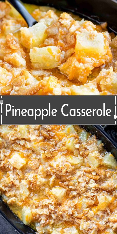 Southern Dishes For A Crowd, Paula Deen Pineapple Casserole, Pineapple Chunks Recipes, Ham Sides Dishes, Sides To Go With Ham, Side Dishes For Ham Dinner, Baked Pineapple Casserole, Ham Dinner Side Dishes, Christmas Casserole Recipes