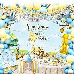 Bear Backdrop, 1st Birthday Decorations Boy, Decoration Studio, Backdrops Kids, Winnie The Pooh Birthday, Baby Boy First Birthday, Girl Birthday Decorations, 1st Birthday Decorations, First Birthday Decorations