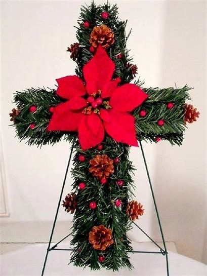 cross wreaths for cemetery - Search Images Grave Christmas Decorations, Grave Wreaths, Christmas Crosses, Cemetery Wreaths, Grave Arrangements, Graveside Flowers, Graveside Decorations, Memorial Decorations, Memorial Decor