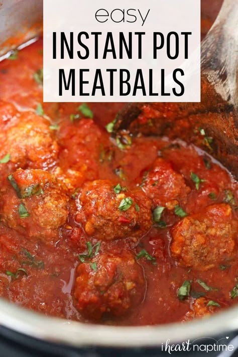 Instant Pot meatballs are meaty and juicy cooked in a flavorful marinara sauce and loaded with tasty seasoning. They’re ready in just over 30 minutes with 10 of those minutes being actual hands-on prep time. Otherwise, it’s the pressure cooker that does the work! Meatballs In Instant Pot, Meatball Dinner Recipes, Instant Pot Meatballs, Easy Italian Meatballs, Meatballs And Sauce, Beef Recipe Instant Pot, Multi Cooker Recipes, Meatball Dinner, Marinara Recipe