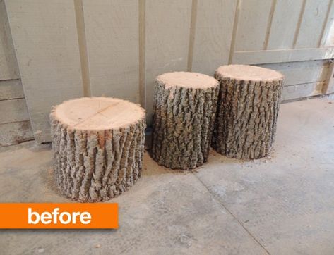 Tree Stump Furniture, Log End Tables, Rustic Patio Furniture, Tree Stump Table, Stump Table, Wood Stumps, Rustic Patio, Diy Rustic Home, Tree Stumps