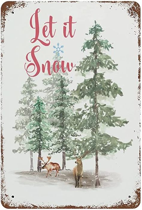 Amazon.com: VIOFLOW Vintage Metal Tin Sign Let It Snow Christmas Tree Holiday Farmhouse Christmas Valentine's Day Sign Funny Novelty Home Decor Wall Art Tin Signs 8X12 Inches : Home & Kitchen Let It Snow Decorations, Let It Snow Signs Penny Lane Fine Art, Let Is Snow Wood Sign, Let It Snow Wood Sign, Let It Snow Somewhere Else Sign, Let It Snow Print, Snow Christmas Tree, Vintage Christmas Sign, Snow Decorations