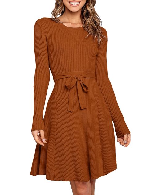 Short Fall Dresses, Winter Dresses For Work, Orange Sweater Dress, Long Sleeve Dresses Fall, Womens Winter Dresses, Fall Sweater Dress, Work Dresses For Women, Dresses Casual Fall, Country Dresses