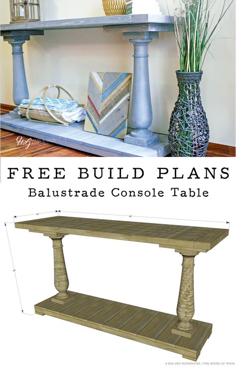 Love Restoration Hardware, but don't love the price? Build your own RH-inspired DIY balustrade console table! Free plans! Diy Console, Diy Console Table, Restoration Hardware Inspired, Build Plans, Ideas Hogar, Table Diy, Free Plans, Diy Furniture Projects, Ikea Diy